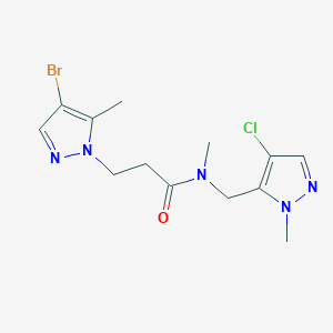 molecular formula C13H17BrClN5O B4363255 3-(4-bromo-5-methyl-1H-pyrazol-1-yl)-N-[(4-chloro-1-methyl-1H-pyrazol-5-yl)methyl]-N-methylpropanamide 