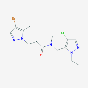 molecular formula C14H19BrClN5O B4363257 3-(4-bromo-5-methyl-1H-pyrazol-1-yl)-N-[(4-chloro-1-ethyl-1H-pyrazol-5-yl)methyl]-N-methylpropanamide 