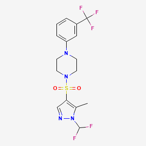 molecular formula C16H17F5N4O2S B4363264 1-{[1-(difluoromethyl)-5-methyl-1H-pyrazol-4-yl]sulfonyl}-4-[3-(trifluoromethyl)phenyl]piperazine 