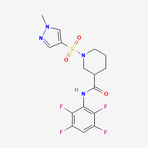 molecular formula C16H16F4N4O3S B4363287 1-[(1-methyl-1H-pyrazol-4-yl)sulfonyl]-N-(2,3,5,6-tetrafluorophenyl)-3-piperidinecarboxamide 