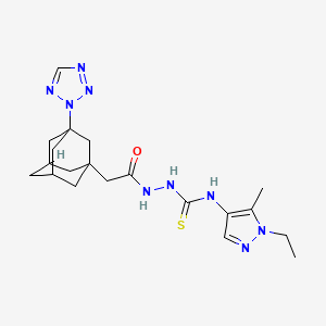 molecular formula C20H29N9OS B4363355 N-(1-ETHYL-5-METHYL-1H-PYRAZOL-4-YL)-2-{2-[3-(2H-1,2,3,4-TETRAAZOL-2-YL)-1-ADAMANTYL]ACETYL}-1-HYDRAZINECARBOTHIOAMIDE 