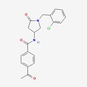 molecular formula C20H19ClN2O3 B4363361 4-acetyl-N-[1-(2-chlorobenzyl)-5-oxo-3-pyrrolidinyl]benzamide 