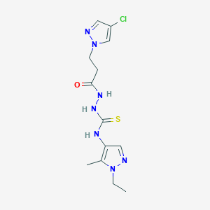 molecular formula C13H18ClN7OS B4363384 2-[3-(4-CHLORO-1H-PYRAZOL-1-YL)PROPANOYL]-N-(1-ETHYL-5-METHYL-1H-PYRAZOL-4-YL)-1-HYDRAZINECARBOTHIOAMIDE 