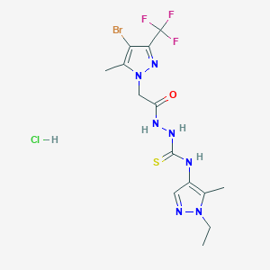 2-{[4-bromo-5-methyl-3-(trifluoromethyl)-1H-pyrazol-1-yl]acetyl}-N-(1-ethyl-5-methyl-1H-pyrazol-4-yl)hydrazinecarbothioamide hydrochloride