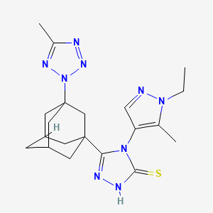 molecular formula C20H27N9S B4363399 4-(1-ETHYL-5-METHYL-1H-PYRAZOL-4-YL)-5-[3-(5-METHYL-2H-1,2,3,4-TETRAAZOL-2-YL)-1-ADAMANTYL]-4H-1,2,4-TRIAZOL-3-YLHYDROSULFIDE 