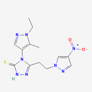 4-(1-ETHYL-5-METHYL-1H-PYRAZOL-4-YL)-5-[2-(4-NITRO-1H-PYRAZOL-1-YL)ETHYL]-4H-1,2,4-TRIAZOL-3-YLHYDROSULFIDE