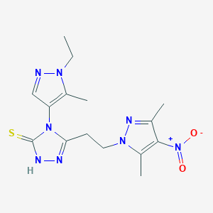 5-[2-(3,5-DIMETHYL-4-NITRO-1H-PYRAZOL-1-YL)ETHYL]-4-(1-ETHYL-5-METHYL-1H-PYRAZOL-4-YL)-4H-1,2,4-TRIAZOL-3-YLHYDROSULFIDE