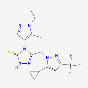 5-{[5-CYCLOPROPYL-3-(TRIFLUOROMETHYL)-1H-PYRAZOL-1-YL]METHYL}-4-(1-ETHYL-5-METHYL-1H-PYRAZOL-4-YL)-4H-1,2,4-TRIAZOL-3-YLHYDROSULFIDE