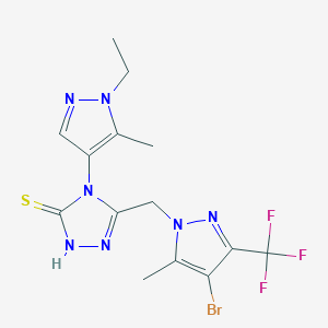 5-{[4-BROMO-5-METHYL-3-(TRIFLUOROMETHYL)-1H-PYRAZOL-1-YL]METHYL}-4-(1-ETHYL-5-METHYL-1H-PYRAZOL-4-YL)-4H-1,2,4-TRIAZOL-3-YLHYDROSULFIDE