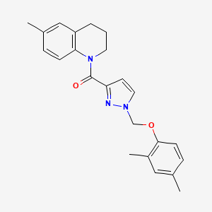 molecular formula C23H25N3O2 B4363509 {1-[(2,4-DIMETHYLPHENOXY)METHYL]-1H-PYRAZOL-3-YL}[6-METHYL-3,4-DIHYDRO-1(2H)-QUINOLINYL]METHANONE 