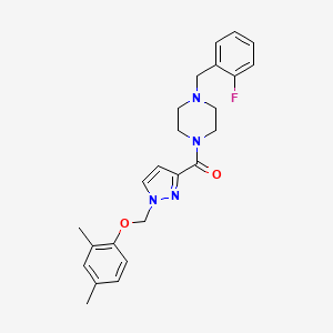 molecular formula C24H27FN4O2 B4363511 {1-[(2,4-DIMETHYLPHENOXY)METHYL]-1H-PYRAZOL-3-YL}[4-(2-FLUOROBENZYL)PIPERAZINO]METHANONE 