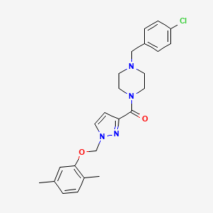 molecular formula C24H27ClN4O2 B4363541 [4-(4-CHLOROBENZYL)PIPERAZINO]{1-[(2,5-DIMETHYLPHENOXY)METHYL]-1H-PYRAZOL-3-YL}METHANONE 