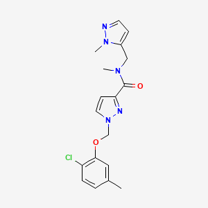 molecular formula C18H20ClN5O2 B4363556 1-[(2-chloro-5-methylphenoxy)methyl]-N-methyl-N-[(1-methyl-1H-pyrazol-5-yl)methyl]-1H-pyrazole-3-carboxamide 