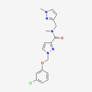 molecular formula C17H18ClN5O2 B4363558 1-[(3-chlorophenoxy)methyl]-N-methyl-N-[(1-methyl-1H-pyrazol-3-yl)methyl]-1H-pyrazole-3-carboxamide 