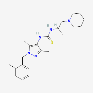 molecular formula C22H33N5S B4363598 N-[3,5-DIMETHYL-1-(2-METHYLBENZYL)-1H-PYRAZOL-4-YL]-N'-(1-METHYL-2-PIPERIDINOETHYL)THIOUREA 