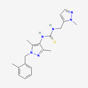 molecular formula C19H24N6S B4363602 N-[3,5-dimethyl-1-(2-methylbenzyl)-1H-pyrazol-4-yl]-N'-[(1-methyl-1H-pyrazol-5-yl)methyl]thiourea 