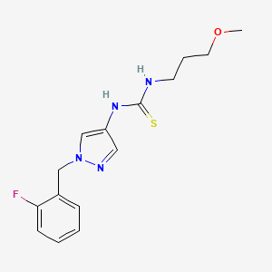 molecular formula C15H19FN4OS B4363610 N-[1-(2-fluorobenzyl)-1H-pyrazol-4-yl]-N'-(3-methoxypropyl)thiourea 