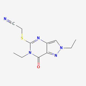 molecular formula C11H13N5OS B4363651 [(2,6-DIETHYL-7-OXO-6,7-DIHYDRO-2H-PYRAZOLO[4,3-D]PYRIMIDIN-5-YL)SULFANYL]METHYL CYANIDE 