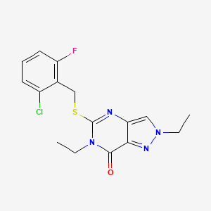 5-[(2-chloro-6-fluorobenzyl)sulfanyl]-2,6-diethyl-2,6-dihydro-7H-pyrazolo[4,3-d]pyrimidin-7-one