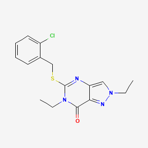 molecular formula C16H17ClN4OS B4363662 5-[(2-chlorobenzyl)sulfanyl]-2,6-diethyl-2,6-dihydro-7H-pyrazolo[4,3-d]pyrimidin-7-one 