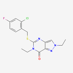 5-[(2-chloro-4-fluorobenzyl)sulfanyl]-2,6-diethyl-2,6-dihydro-7H-pyrazolo[4,3-d]pyrimidin-7-one