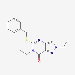 molecular formula C16H18N4OS B4363696 5-(benzylsulfanyl)-2,6-diethyl-2,6-dihydro-7H-pyrazolo[4,3-d]pyrimidin-7-one 