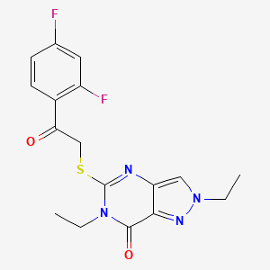 molecular formula C17H16F2N4O2S B4363715 5-{[2-(2,4-difluorophenyl)-2-oxoethyl]sulfanyl}-2,6-diethyl-2,6-dihydro-7H-pyrazolo[4,3-d]pyrimidin-7-one 