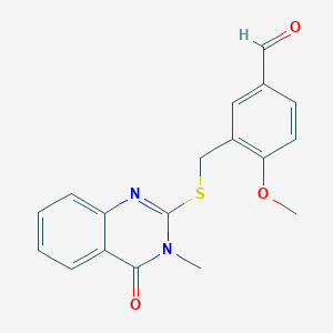 molecular formula C18H16N2O3S B4363717 4-METHOXY-3-{[(3-METHYL-4-OXO-3,4-DIHYDRO-2-QUINAZOLINYL)SULFANYL]METHYL}BENZALDEHYDE 