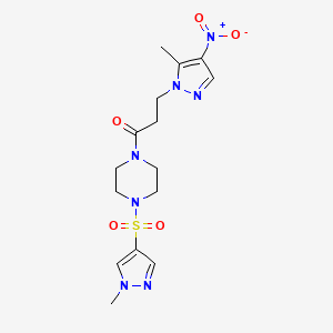 molecular formula C15H21N7O5S B4363746 3-(5-METHYL-4-NITRO-1H-PYRAZOL-1-YL)-1-{4-[(1-METHYL-1H-PYRAZOL-4-YL)SULFONYL]PIPERAZINO}-1-PROPANONE 