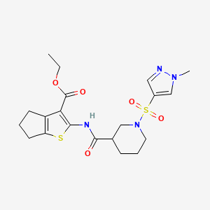 molecular formula C20H26N4O5S2 B4363752 ETHYL 2-[({1-[(1-METHYL-1H-PYRAZOL-4-YL)SULFONYL]-3-PIPERIDYL}CARBONYL)AMINO]-5,6-DIHYDRO-4H-CYCLOPENTA[B]THIOPHENE-3-CARBOXYLATE 