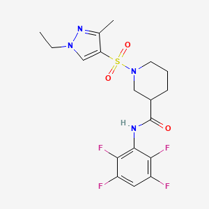 1-[(1-ethyl-3-methyl-1H-pyrazol-4-yl)sulfonyl]-N-(2,3,5,6-tetrafluorophenyl)-3-piperidinecarboxamide