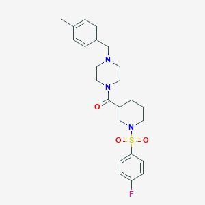 molecular formula C24H30FN3O3S B4363758 {1-[(4-FLUOROPHENYL)SULFONYL]-3-PIPERIDYL}[4-(4-METHYLBENZYL)PIPERAZINO]METHANONE 