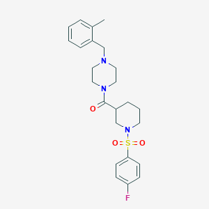 molecular formula C24H30FN3O3S B4363768 {1-[(4-FLUOROPHENYL)SULFONYL]-3-PIPERIDYL}[4-(2-METHYLBENZYL)PIPERAZINO]METHANONE 