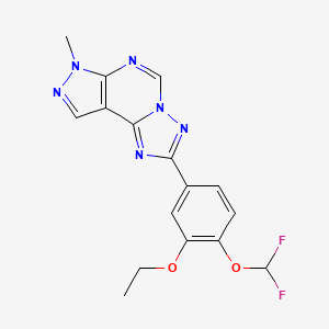 molecular formula C16H14F2N6O2 B4363786 2-[4-(difluoromethoxy)-3-ethoxyphenyl]-7-methyl-7H-pyrazolo[4,3-e][1,2,4]triazolo[1,5-c]pyrimidine 