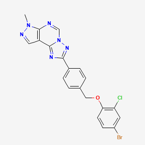 molecular formula C20H14BrClN6O B4363790 2-{4-[(4-bromo-2-chlorophenoxy)methyl]phenyl}-7-methyl-7H-pyrazolo[4,3-e][1,2,4]triazolo[1,5-c]pyrimidine 