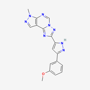 molecular formula C17H14N8O B4363794 2-[5-(3-methoxyphenyl)-1H-pyrazol-3-yl]-7-methyl-7H-pyrazolo[4,3-e][1,2,4]triazolo[1,5-c]pyrimidine 