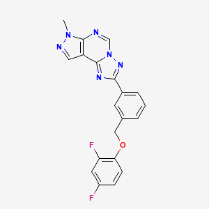 molecular formula C20H14F2N6O B4363812 2,4-DIFLUOROPHENYL [3-(7-METHYL-7H-PYRAZOLO[4,3-E][1,2,4]TRIAZOLO[1,5-C]PYRIMIDIN-2-YL)BENZYL] ETHER 