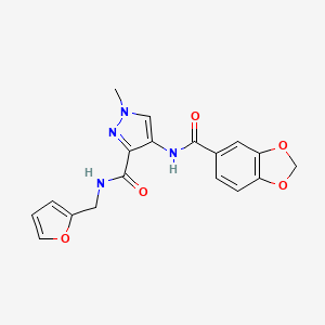 molecular formula C18H16N4O5 B4363829 4-[(1,3-benzodioxol-5-ylcarbonyl)amino]-N-(2-furylmethyl)-1-methyl-1H-pyrazole-3-carboxamide 