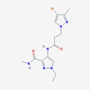 molecular formula C14H19BrN6O2 B4363836 4-{[3-(4-bromo-3-methyl-1H-pyrazol-1-yl)propanoyl]amino}-1-ethyl-N-methyl-1H-pyrazole-3-carboxamide 