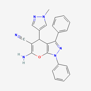 molecular formula C23H18N6O B4363906 6-AMINO-4-(1-METHYL-1H-PYRAZOL-4-YL)-1,3-DIPHENYL-1,4-DIHYDROPYRANO[2,3-C]PYRAZOL-5-YL CYANIDE 