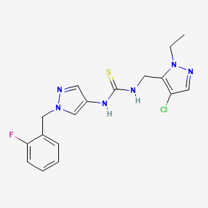 molecular formula C17H18ClFN6S B4363911 N-[(4-chloro-1-ethyl-1H-pyrazol-5-yl)methyl]-N'-[1-(2-fluorobenzyl)-1H-pyrazol-4-yl]thiourea 