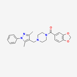 1,3-BENZODIOXOL-5-YL{4-[(3,5-DIMETHYL-1-PHENYL-1H-PYRAZOL-4-YL)METHYL]PIPERAZINO}METHANONE