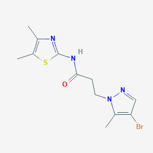 molecular formula C12H15BrN4OS B4363948 3-(4-bromo-5-methyl-1H-pyrazol-1-yl)-N-(4,5-dimethyl-1,3-thiazol-2-yl)propanamide 