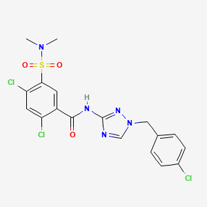 molecular formula C18H16Cl3N5O3S B4363965 2,4-dichloro-N-[1-(4-chlorobenzyl)-1H-1,2,4-triazol-3-yl]-5-[(dimethylamino)sulfonyl]benzamide 