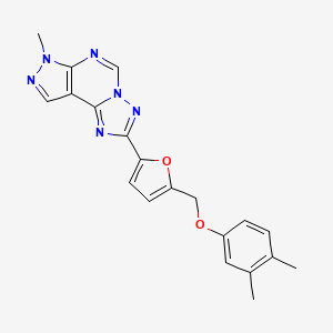 molecular formula C20H18N6O2 B4364030 2-{5-[(3,4-dimethylphenoxy)methyl]-2-furyl}-7-methyl-7H-pyrazolo[4,3-e][1,2,4]triazolo[1,5-c]pyrimidine 