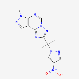 molecular formula C13H13N9O2 B4364040 7-methyl-2-[1-methyl-1-(4-nitro-1H-pyrazol-1-yl)ethyl]-7H-pyrazolo[4,3-e][1,2,4]triazolo[1,5-c]pyrimidine 