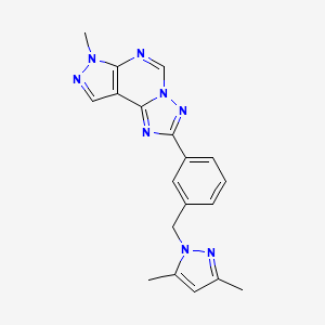 molecular formula C19H18N8 B4364059 2-{3-[(3,5-dimethyl-1H-pyrazol-1-yl)methyl]phenyl}-7-methyl-7H-pyrazolo[4,3-e][1,2,4]triazolo[1,5-c]pyrimidine 