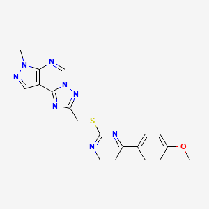 molecular formula C19H16N8OS B4364075 2-({[4-(4-methoxyphenyl)-2-pyrimidinyl]thio}methyl)-7-methyl-7H-pyrazolo[4,3-e][1,2,4]triazolo[1,5-c]pyrimidine 