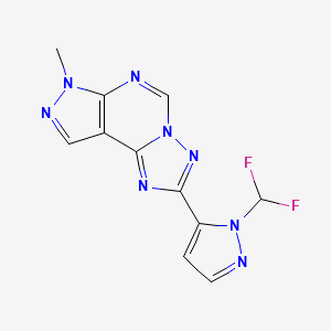 molecular formula C11H8F2N8 B4364079 2-[1-(difluoromethyl)-1H-pyrazol-5-yl]-7-methyl-7H-pyrazolo[4,3-e][1,2,4]triazolo[1,5-c]pyrimidine 