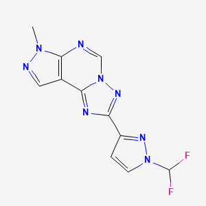 molecular formula C11H8F2N8 B4364086 2-[1-(difluoromethyl)-1H-pyrazol-3-yl]-7-methyl-7H-pyrazolo[4,3-e][1,2,4]triazolo[1,5-c]pyrimidine 